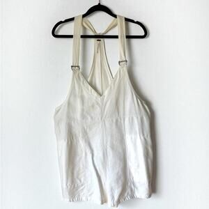 FREE PEOPLE IVORY SHORT OVERALLS LINEN COTTON BLEND ROMPER XS